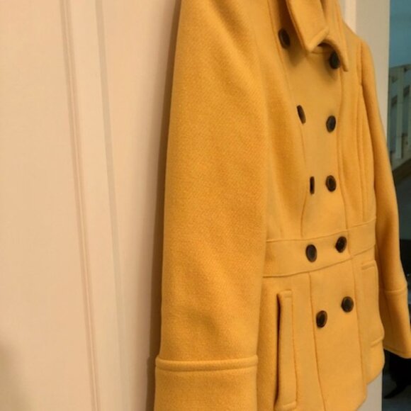 J.Crew Stadium Cloth Nello Gori Gold/Yellow Double-Breasted Wool Peacoat Size 2P - Picture 6 of 9